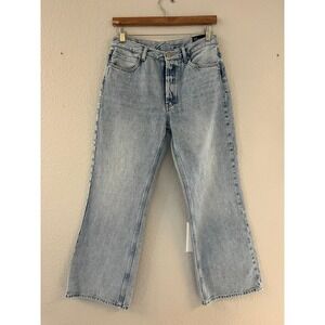 10.11 Studios Womens High Rise Wide Leg Cropped Jeans Light Wash Blue Size 29